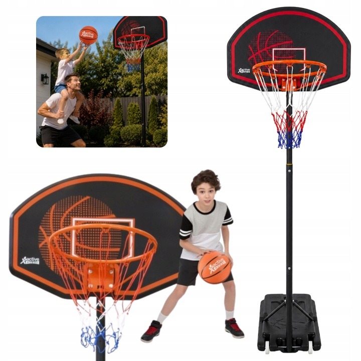 Basketball Basket Adjustable Up To 210 Cm Stable Mobile Wheels Set